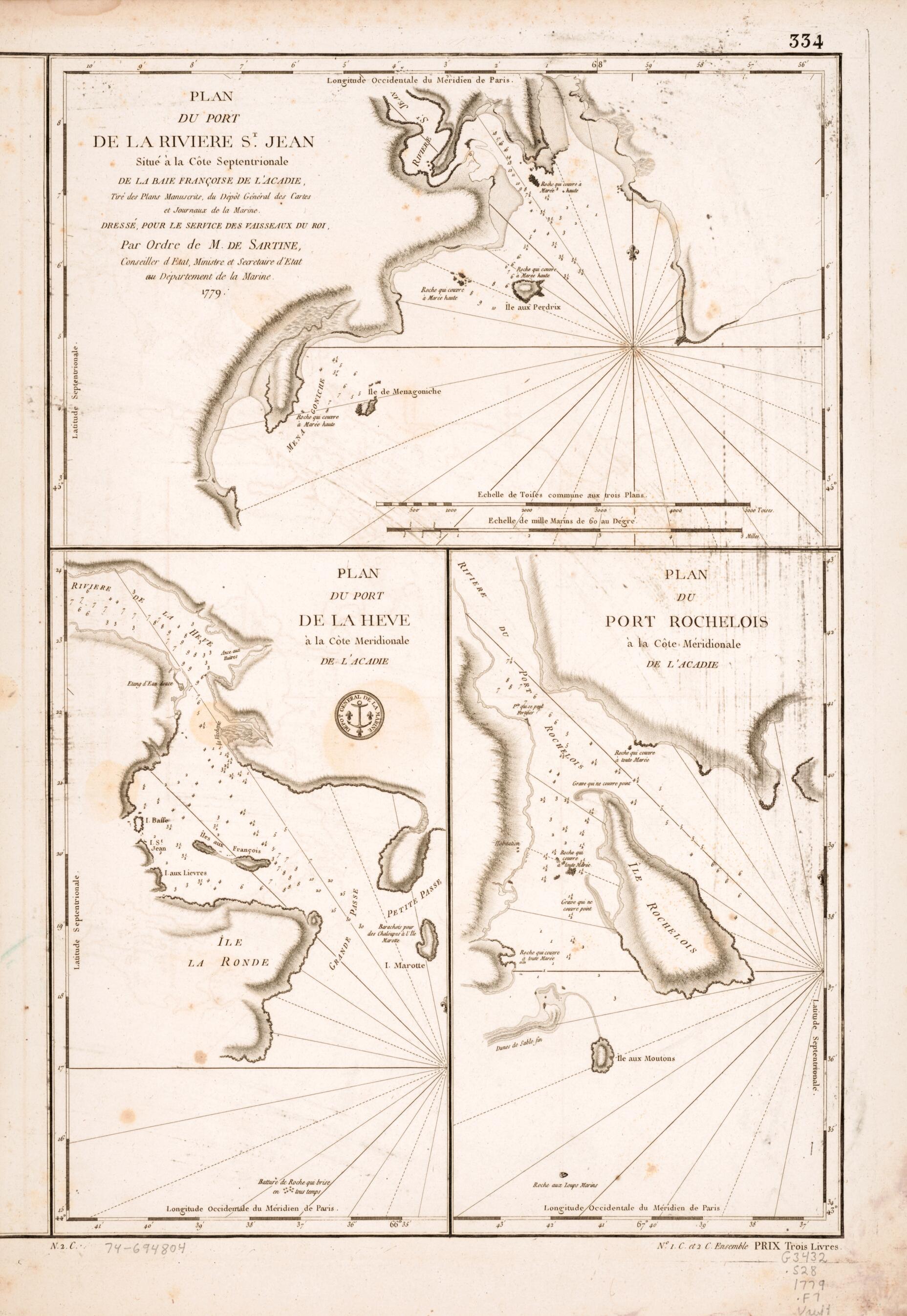 This old map of Plan Du Port De La Rivière St. Jean Situé à La Côte Septentrionale De La Baie Françoise De L&