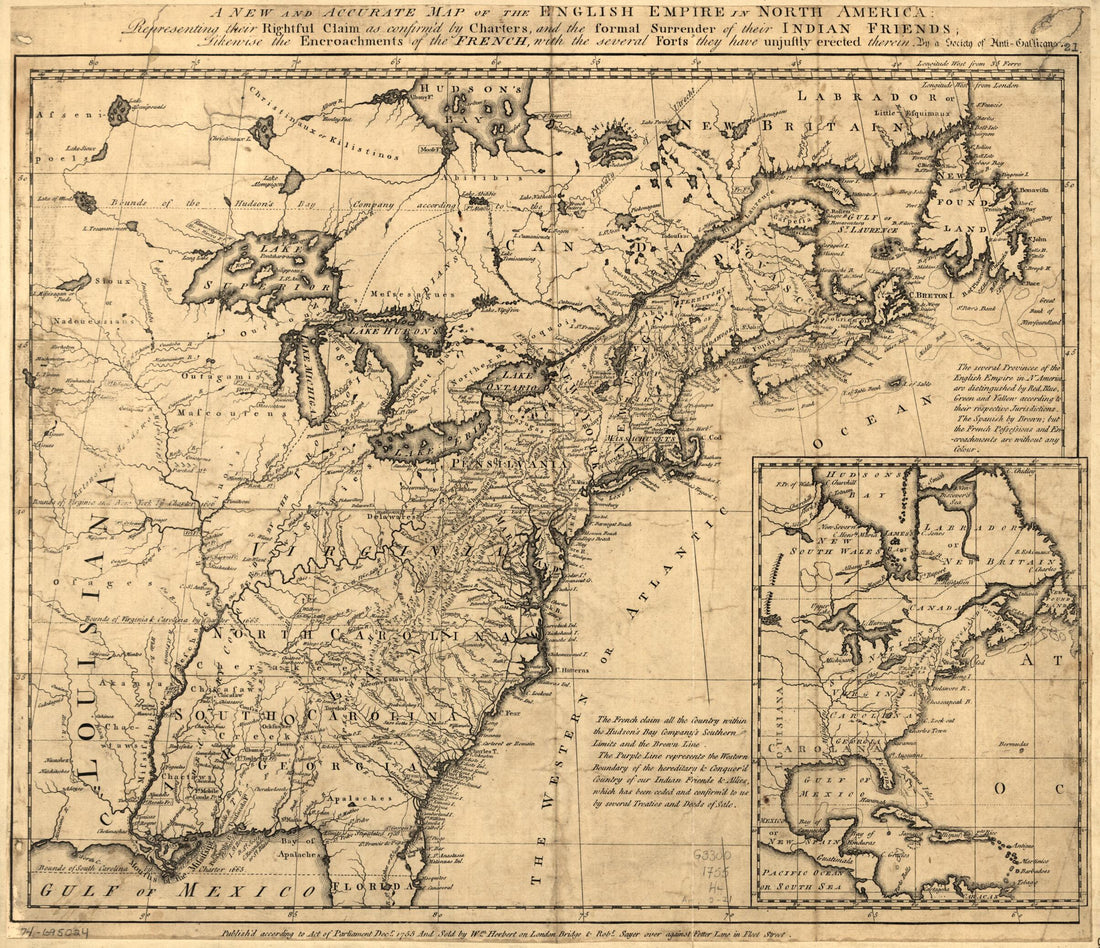 This old map of A New and Accurate Map of the English Empire In North America: Representing Their Rightful Claim As Confirm&