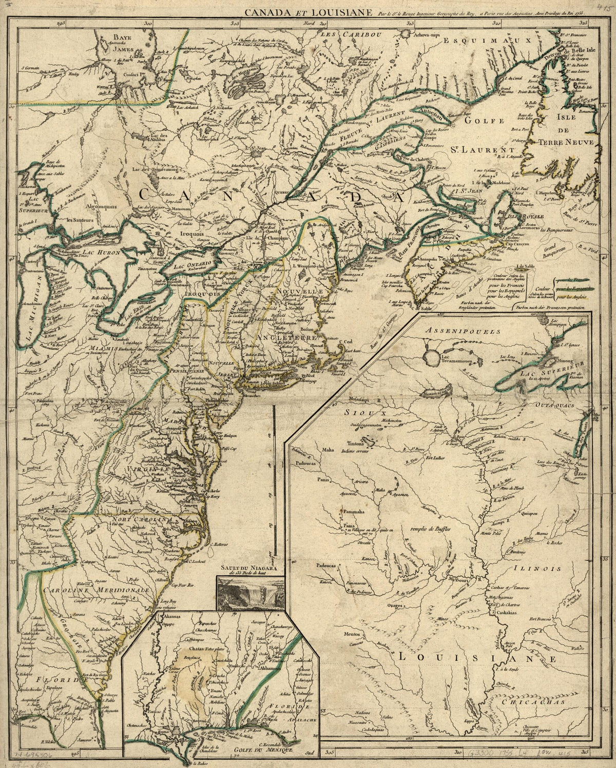 Canada Et Louisiane 1755 by Relic Map Company