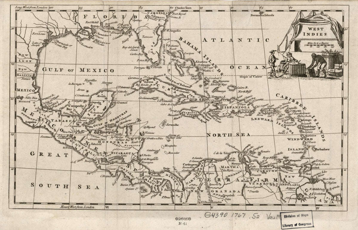 West Indies 1767 by Relic Map Company