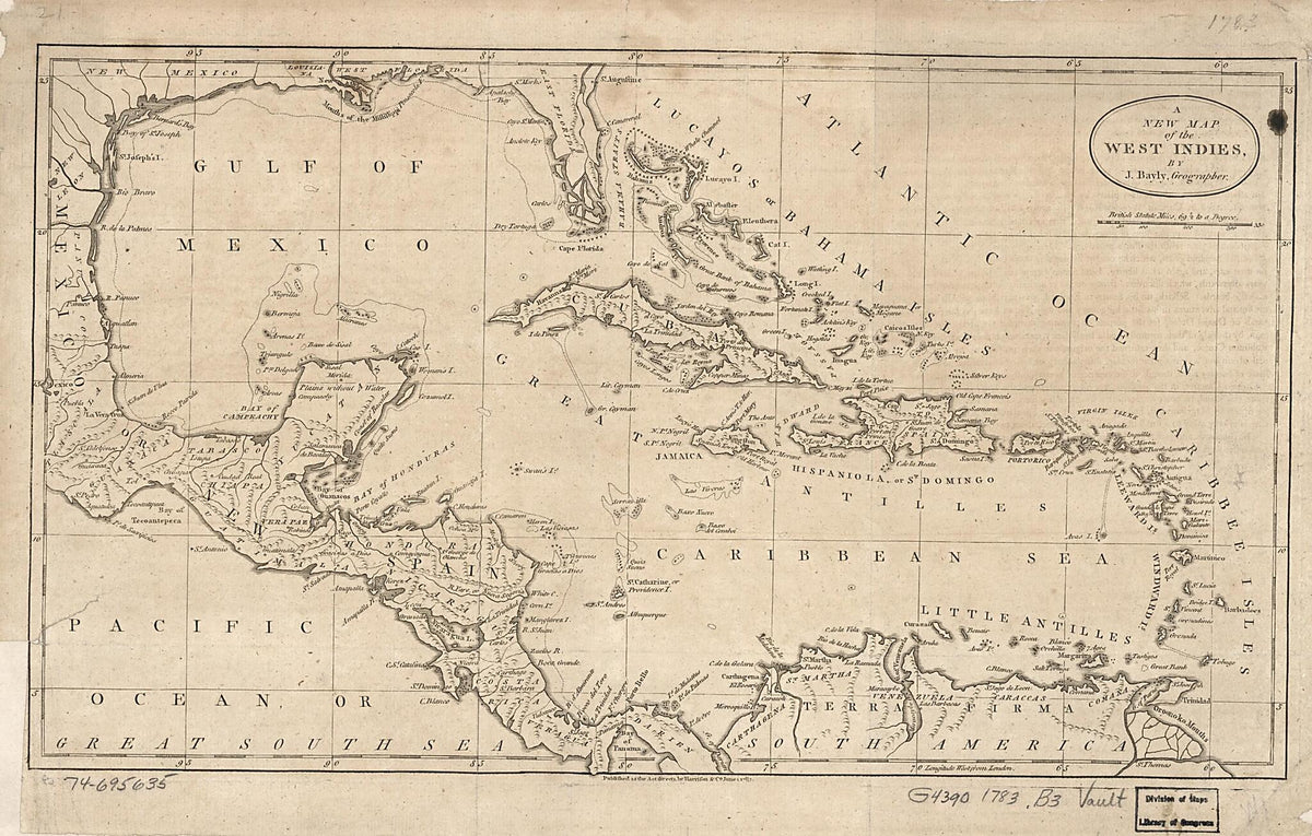 A New Map of the West Indies 1783 by Relic Map Company