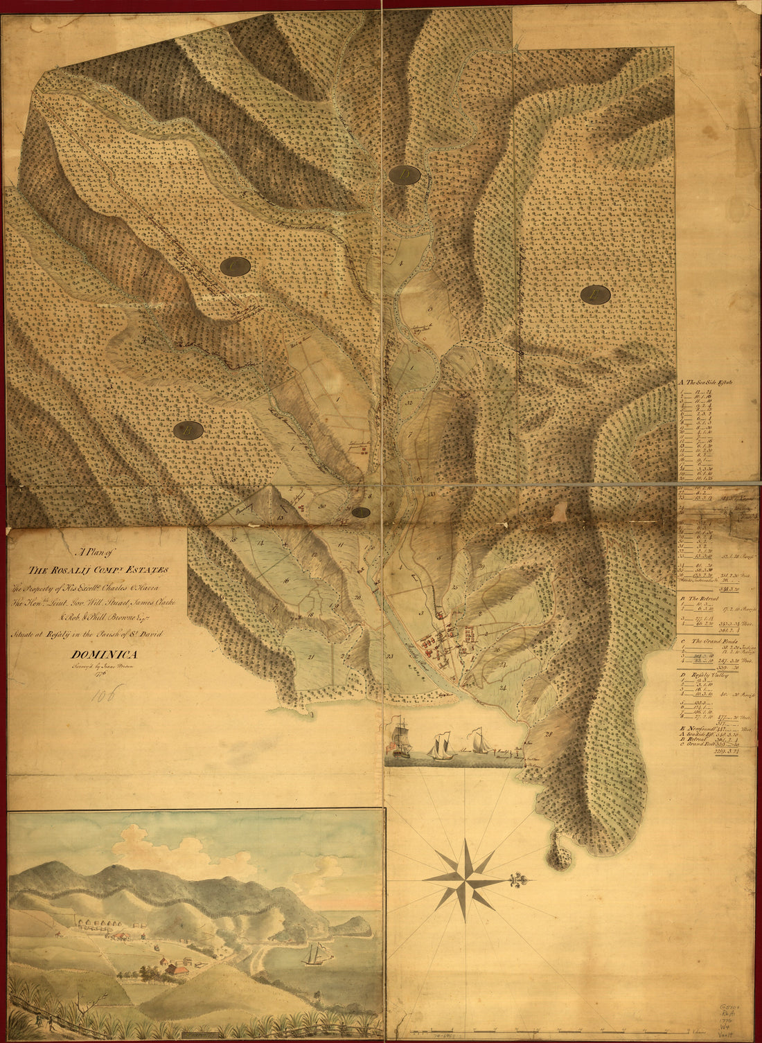 This old map of A Plan of the Rosalij Compy. Estates, the Property of His Excelly. Charles O&