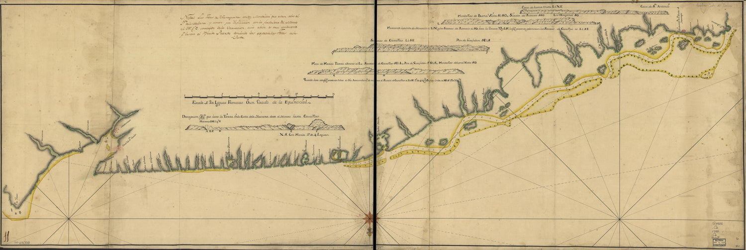 This old map of Costa De Cuba Desde Cabo De San Antonio a La Bahía De Cardenas from 1780 was created by  in 1780
