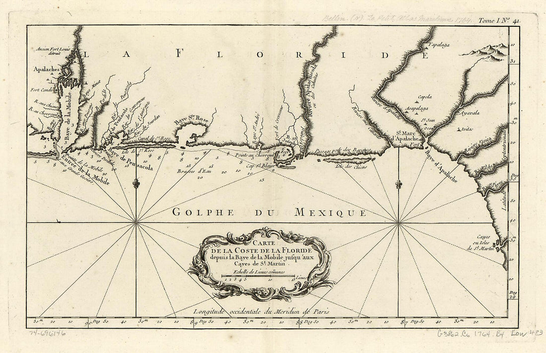 This old map of Carte De La Coste De La Floride Depuis La Baye De La Mobile Jusqu&