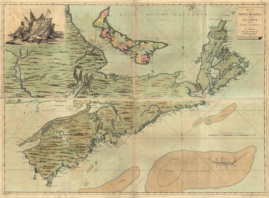 This old map of Map of Nova Scotia, Or Acadia; With the Islands of Cape Breton and St. John&