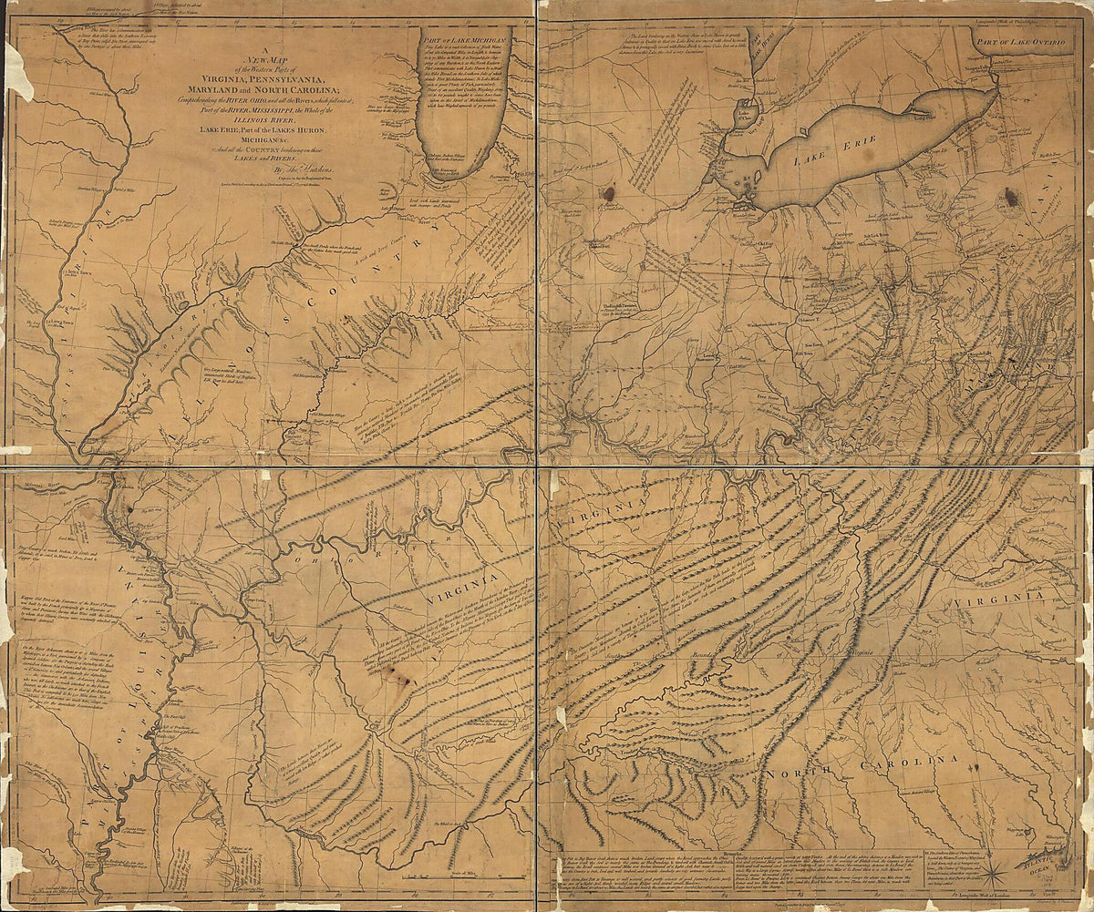 A New Map of the Western Parts of Virginia, Pennsylvania, Maryland and North Carolina; Comprehending the River Ohio, and All the Rivers, Which Fall Into It; Part of the River Mississippi, the Whole of the Illinois River, Lake Erie; Part of the Lakes H... by Relic Map Company
