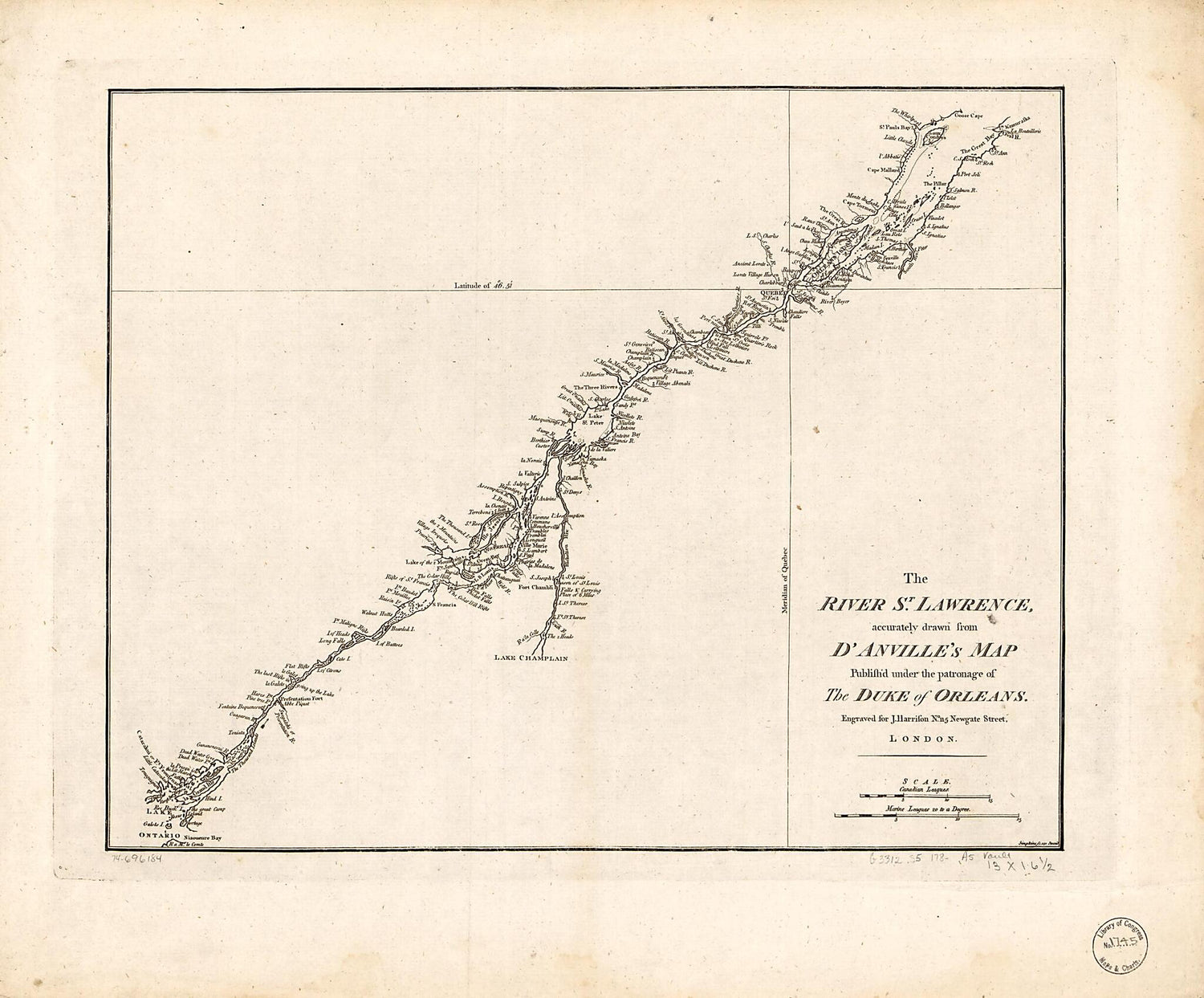 This old map of The River St. Lawrence from 1780 was created by Jean Baptiste Bourguignon D Anville, John Harrison,  Simpkins in 1780