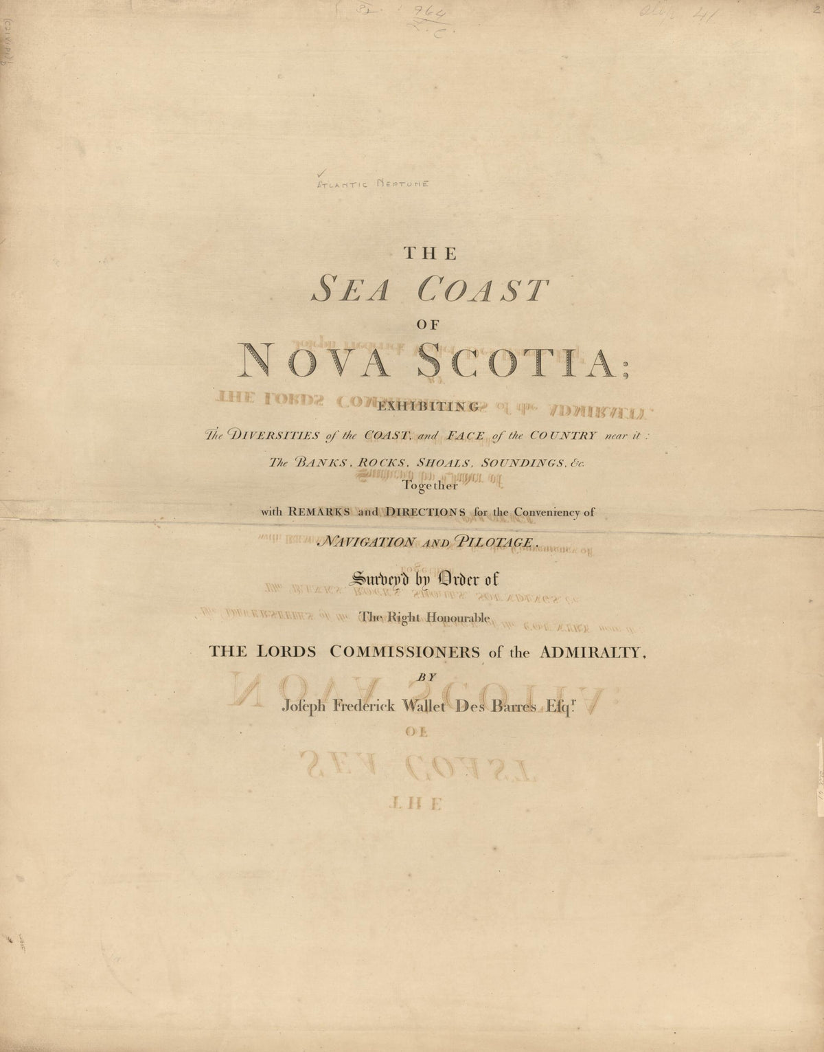The Sea Coast of Nova Scotia; Exhibiting the Diversities of the Coast, and the Face of the Country Near It: the Banks, Rocks, Shoals, Soundings, &amp;c. Together With Remarks and Directions for the Conveniency of Navigation and Pilotage 1777 by Relic Map Company