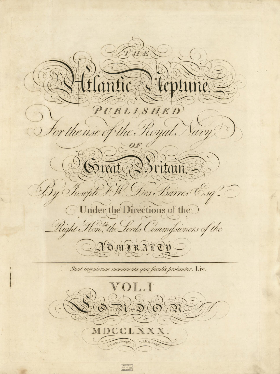 This old map of The Atlantic Neptune, Published for the Use of the Royal Navy of Great Britain from 1781 was created by Joseph F. W. (Joseph Frederick Wallet) Des Barres in 1781