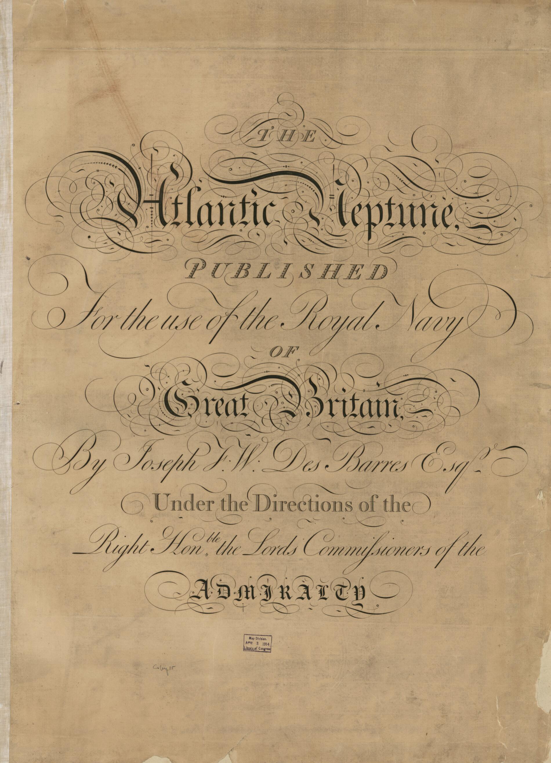 This old map of The Atlantic Neptune, Published for the Use of the Royal Navy of Great Britain from 1780 was created by Joseph F. W. (Joseph Frederick Wallet) Des Barres in 1780