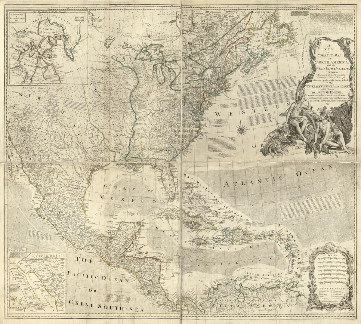 A New and Correct Map of North America; With the West India Islands. Divided According to the Last Treaty of Peace, Concluded at Paris. 10th. Feby. 1763. Wherein Are Particularly Distinguished, the Several Provinces and Colonies, Which Compose the Bri... by Relic Map Company