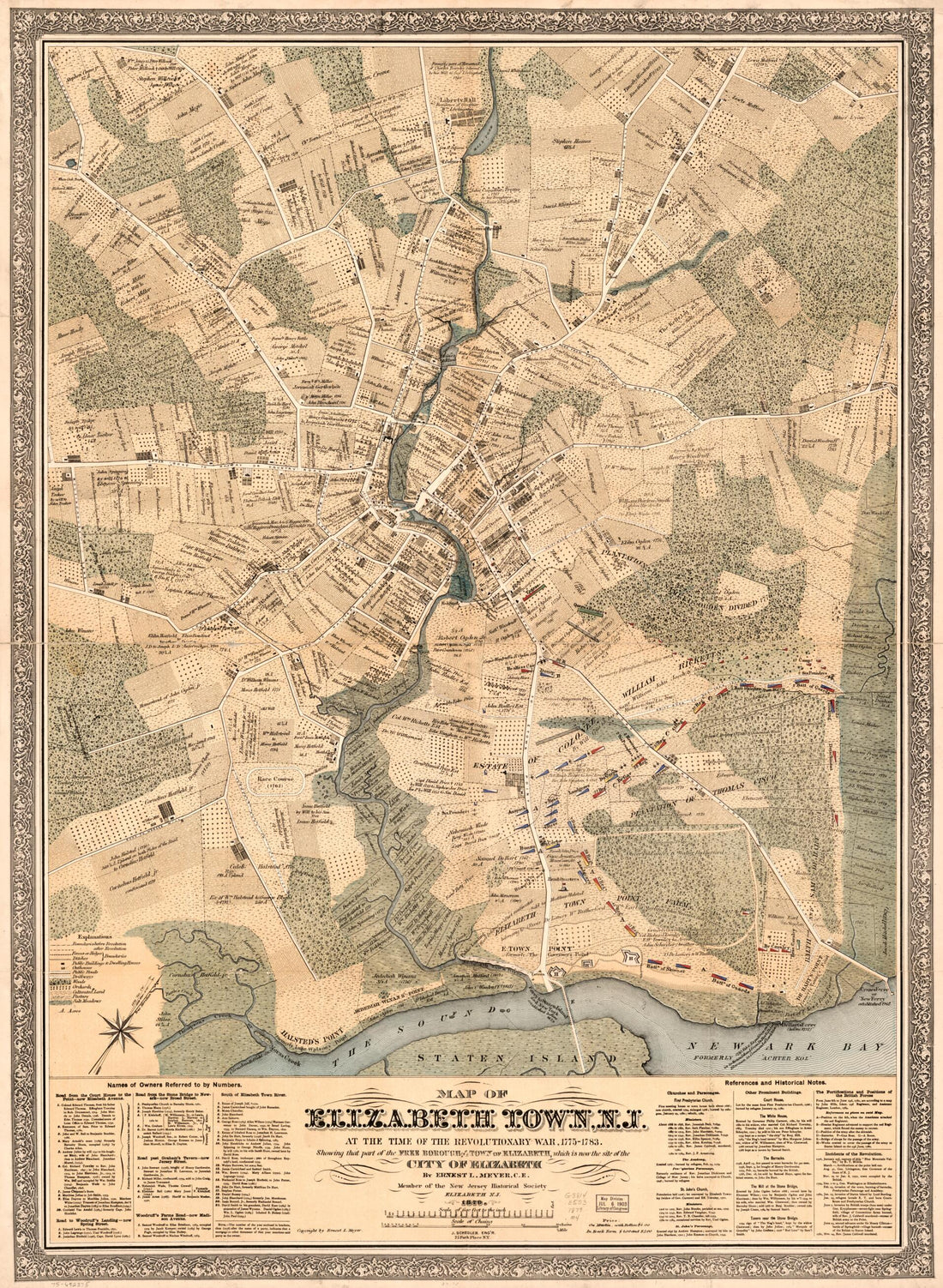This old map of 1783. Showing That Part of the Free Borough and Town of Elizabeth, Which Is Now the Site of the City of Elizabeth from 1879 was created by Ernest L. Meyer, J. (Joseph) Schedler in 1879