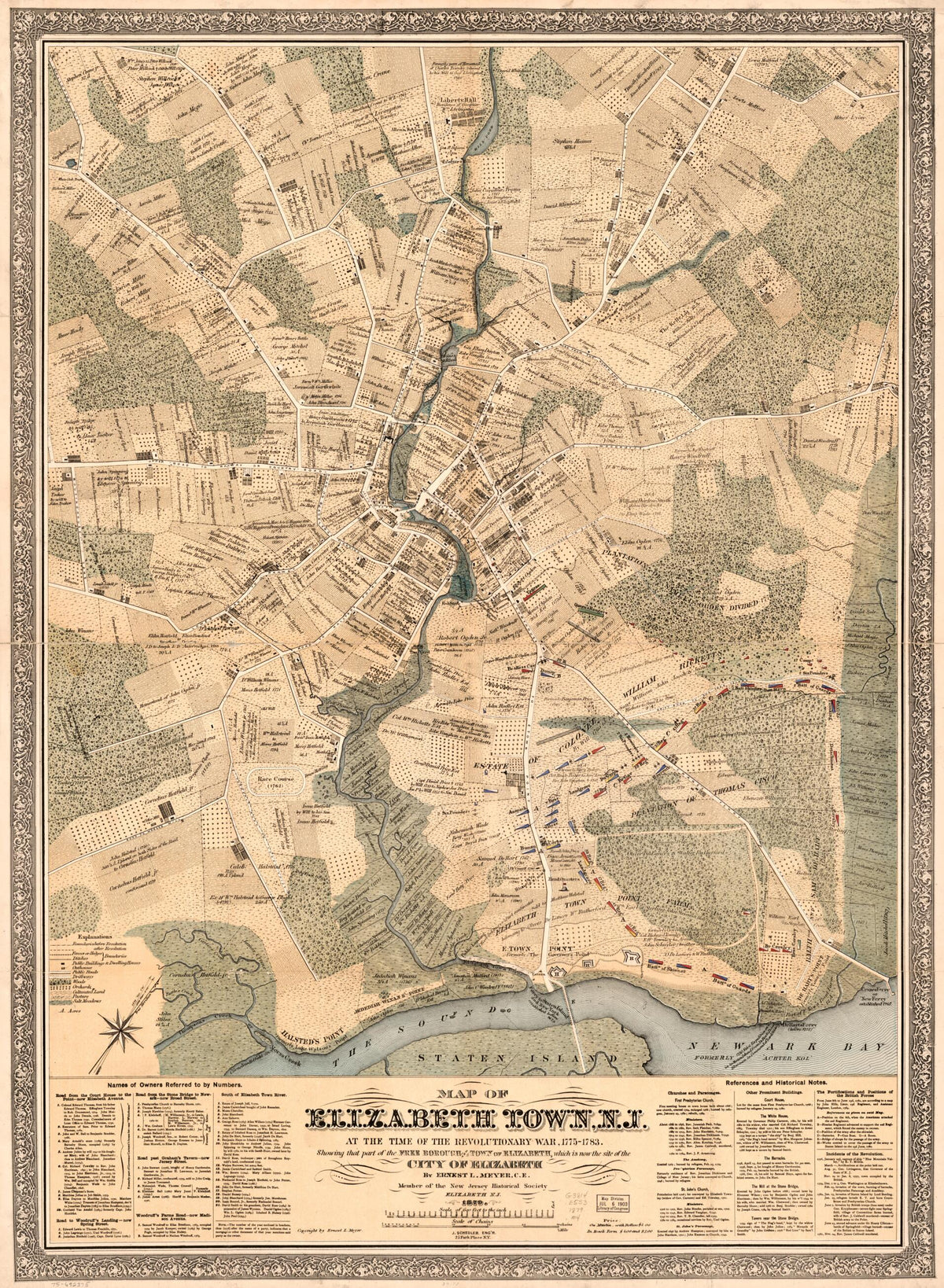Elizabeth, New Jersey - Showing That Part of the Free Borough and Town of Elizabeth, Which Is Now the Site of the City of Elizabeth 1879 by Relic Map Company
