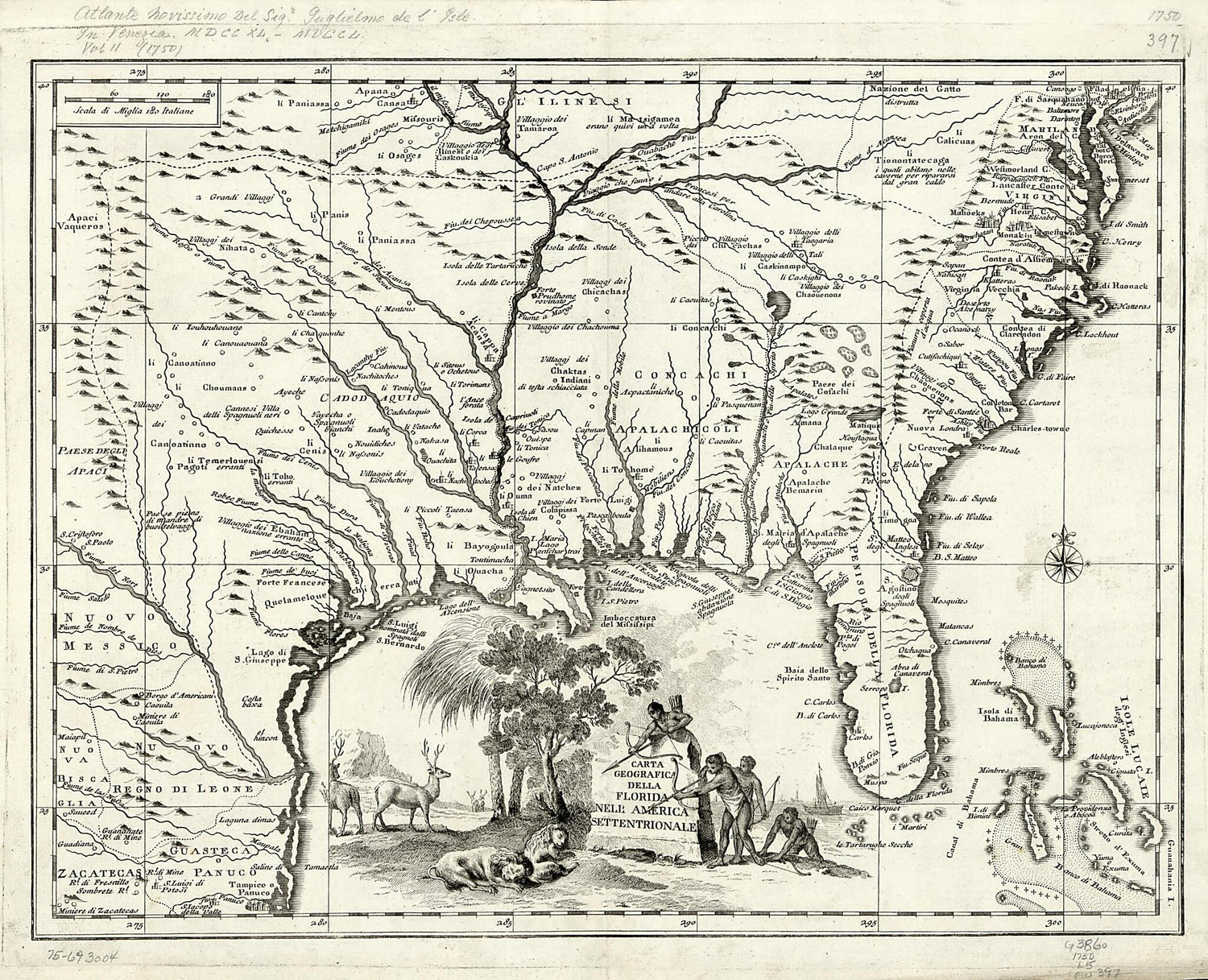 This old map of Carta Geografica Della Florida Nell&