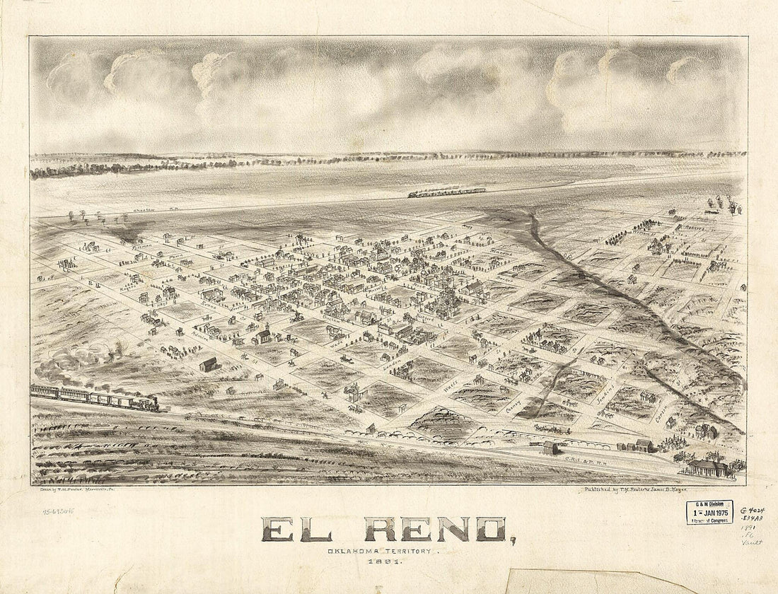 This old map of El Reno, Oklahoma Territory from 1891 was created by T. M. (Thaddeus Mortimer) Fowler, James B. Moyer in 1891