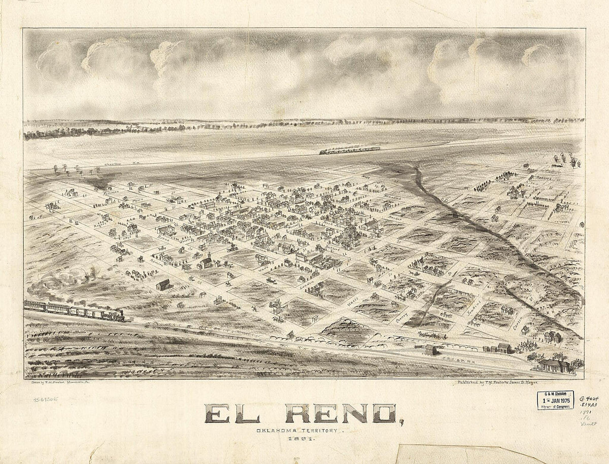 El Reno, Oklahoma Territory 1891 by Relic Map Company