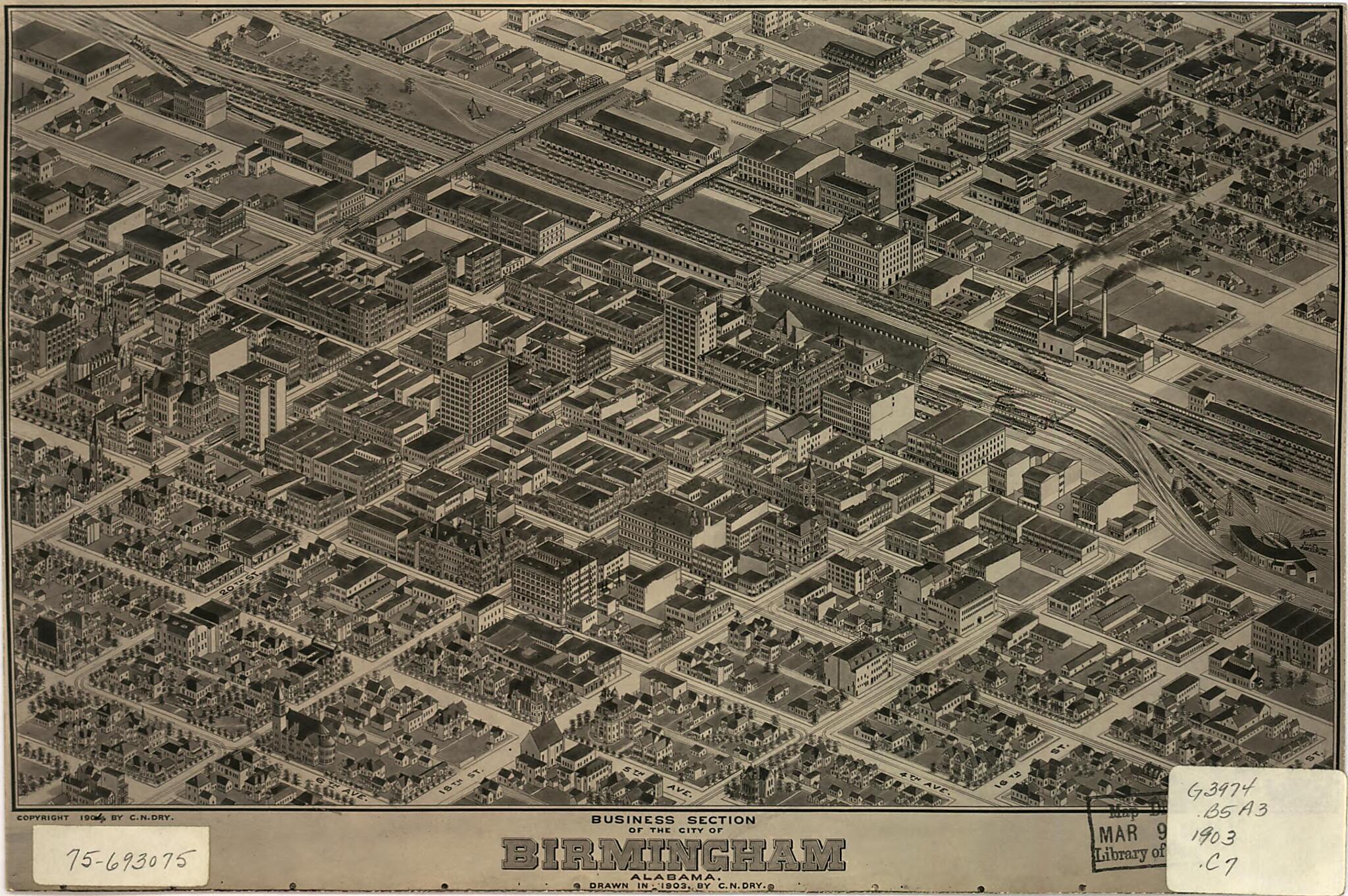 This old map of Business Section of the City of Birmingham, Alabama from 1904 was created by Camille N. Dry in 1904