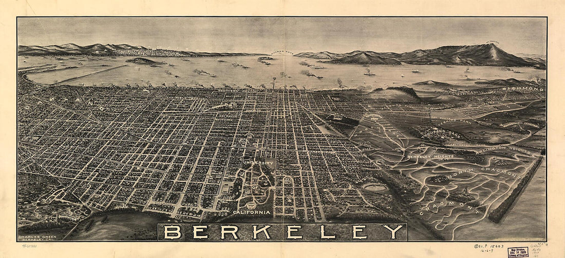 This old map of Berkeley from 1909 was created by Charles Green in 1909