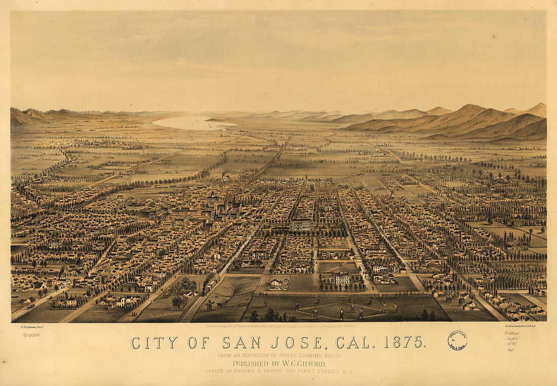 This old map of City of San Jose,California from 1875 was created by  A.L. Bancroft &amp; Company, Charles B. Gifford, W. C. Gifford in 1875