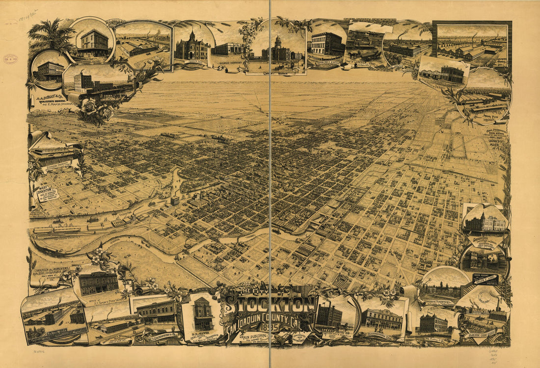 This old map of The City of Stockton, San Joaquin County,California from 1895 was created by  Dakin Publishing Co, John H. Mitchell in 1895