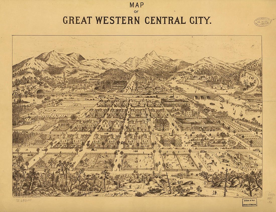 This old map of Map of Great Western Central City from 1887 was created by John Kohfahl, Robert A. Welcke in 1887
