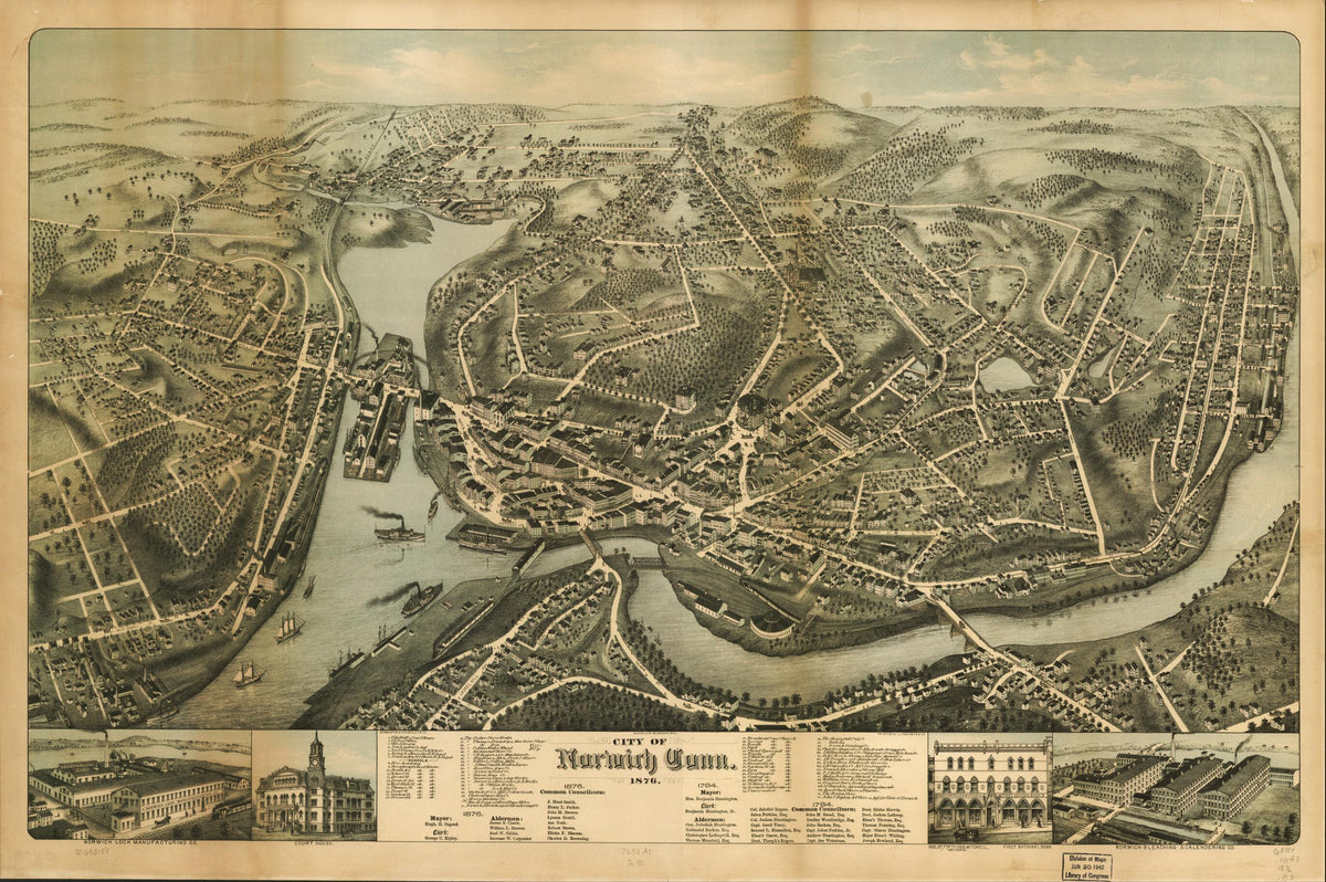 City of Norwich, Connecticut 1876 by Relic Map Company