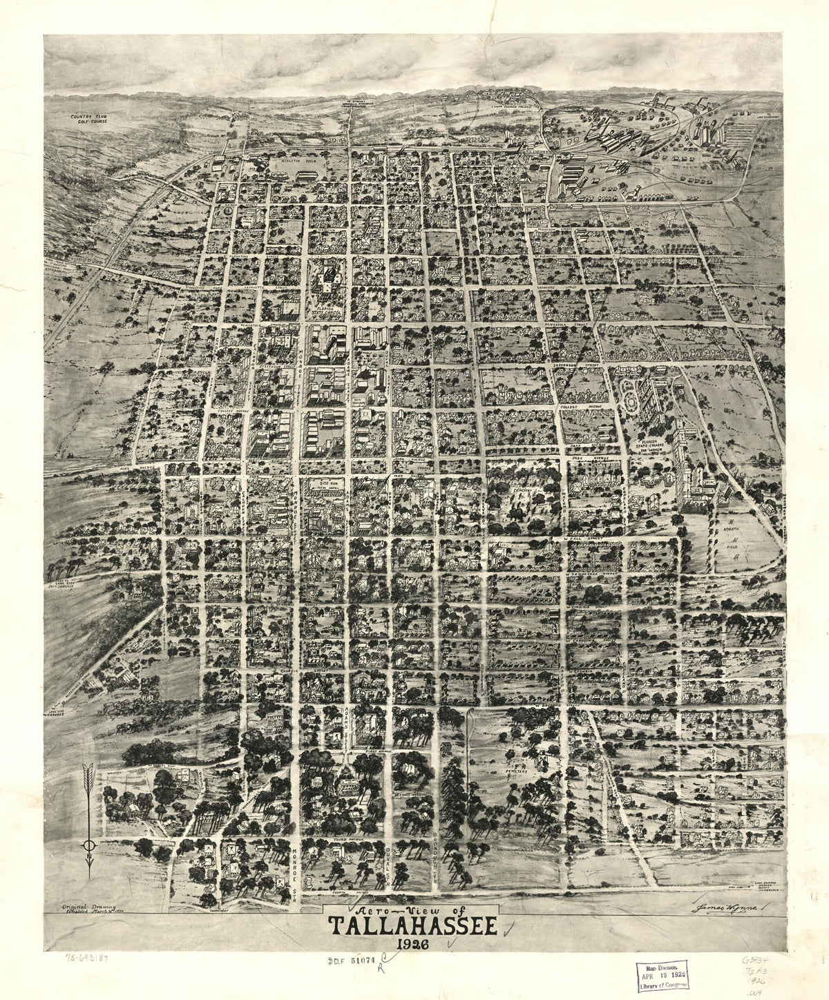 View of Tallahassee 1926 by Relic Map Company