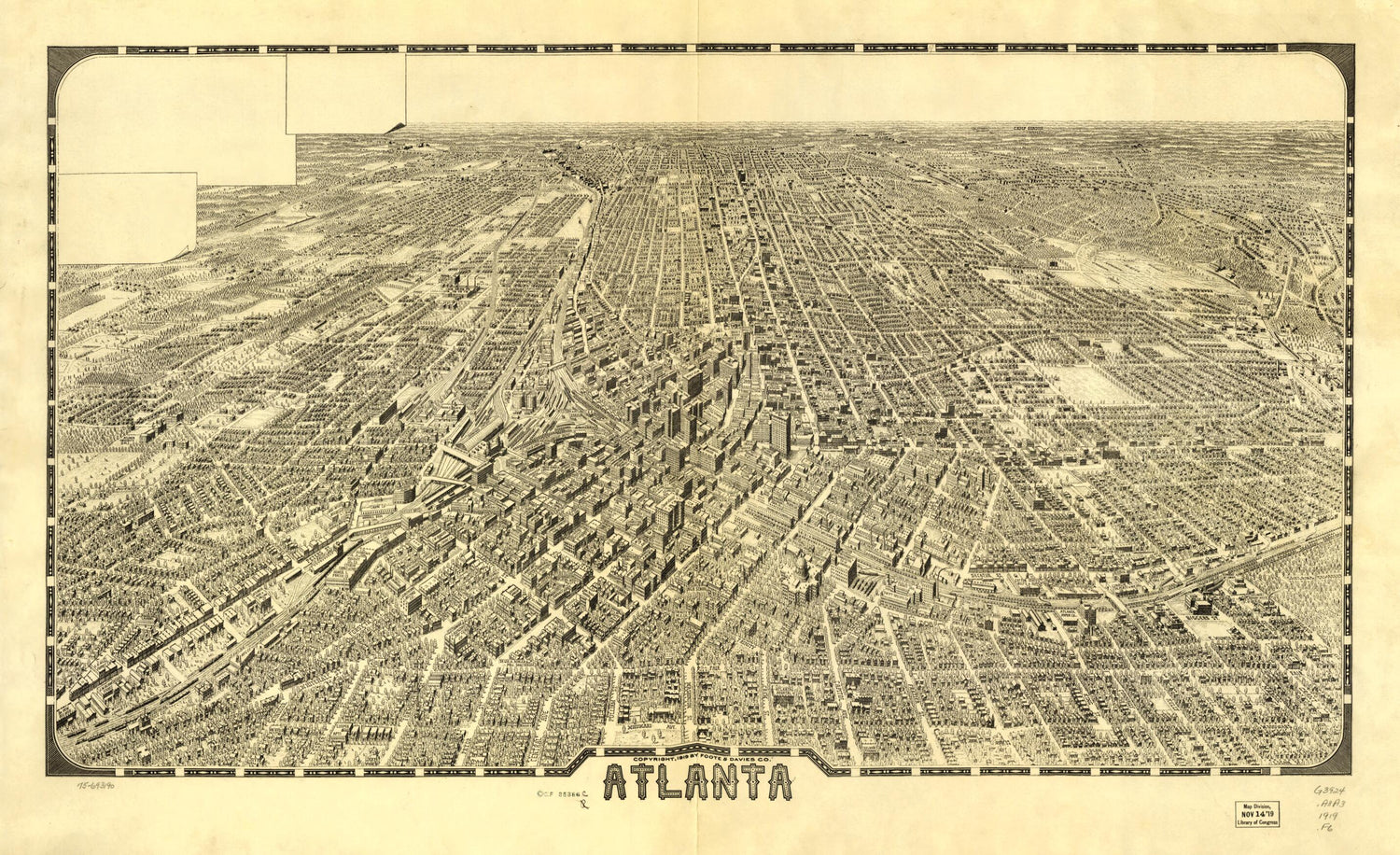 This old map of Atlanta from 1919 was created by Ga.) Foote and Davies Company (Atlanta in 1919