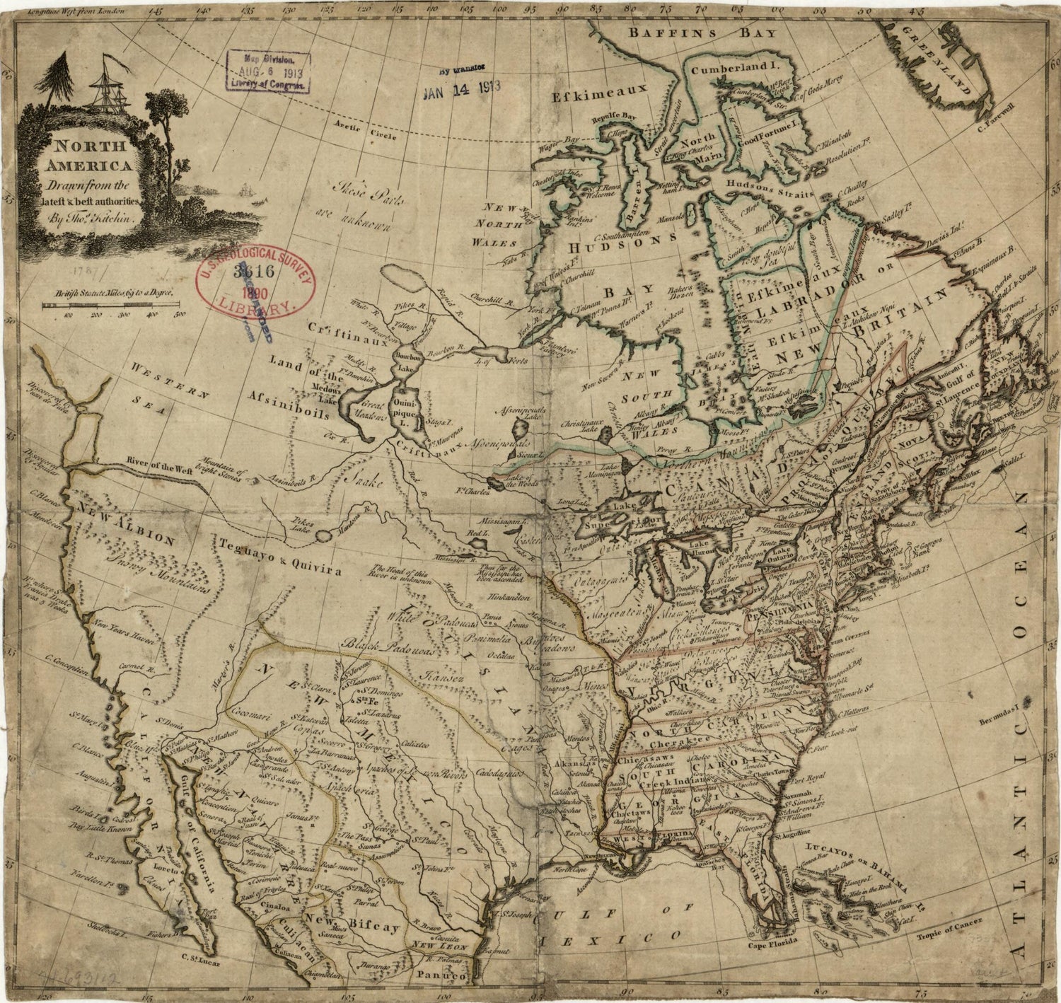 This old map of North America from 1774 was created by William Guthrie, Thomas Kitchin in 1774