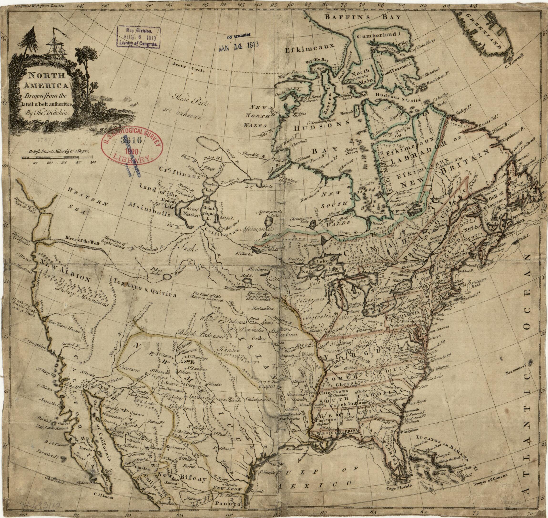 This old map of North America from 1774 was created by William Guthrie, Thomas Kitchin in 1774