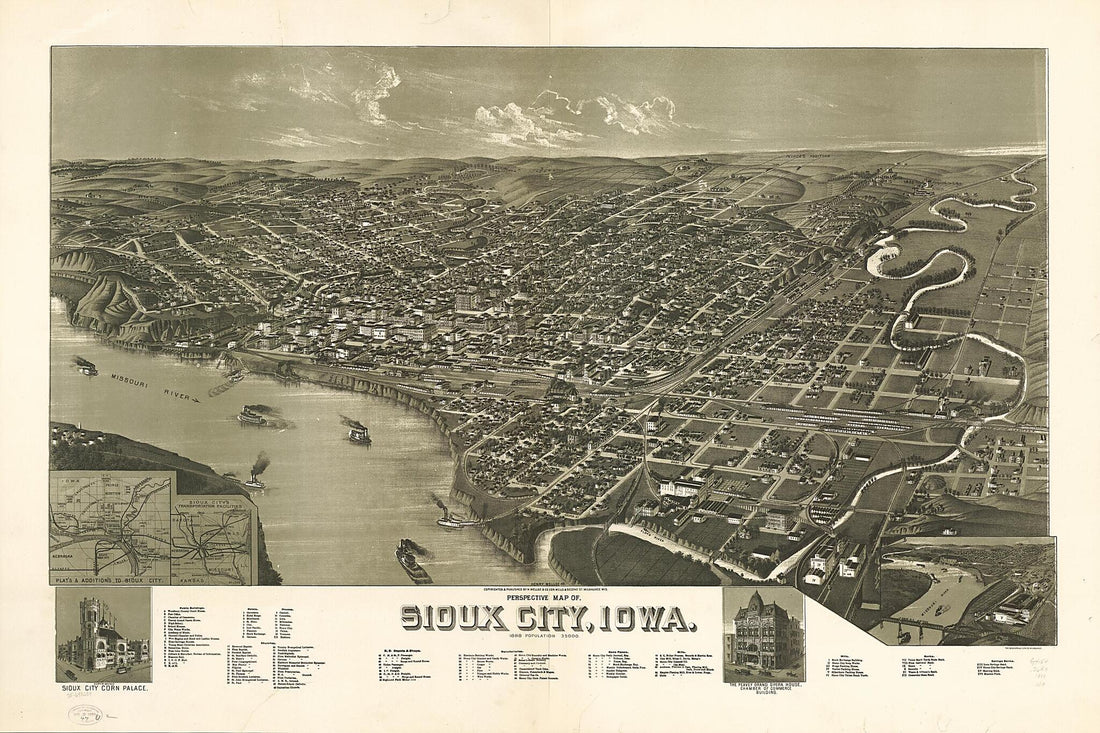 This old map of Perspective Map of Sioux City, Iowa. from 1888 was created by  Beck &amp; Pauli,  Henry Wellge &amp; Co, H. (Henry) Wellge in 1888