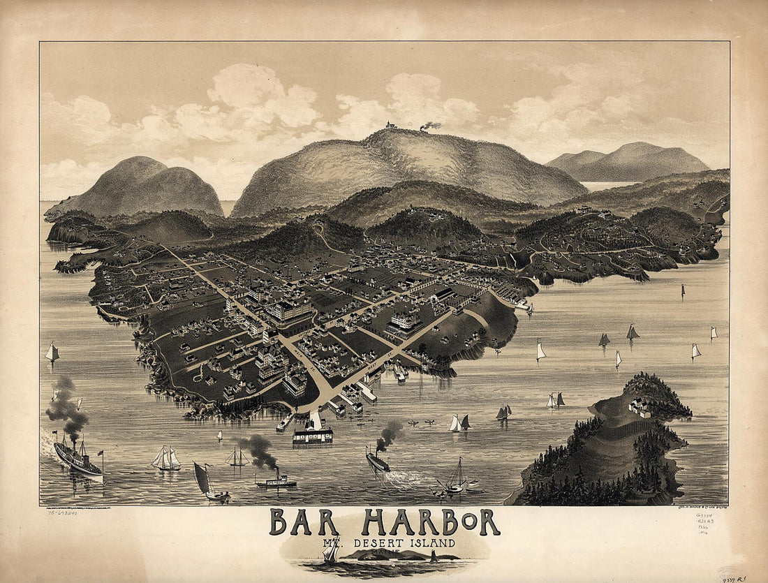 This old map of Bar Harbor, Mt. Desert Island, Maine from 1886 was created by  Geo. H. Walker &amp; Co, G. W. Morris in 1886
