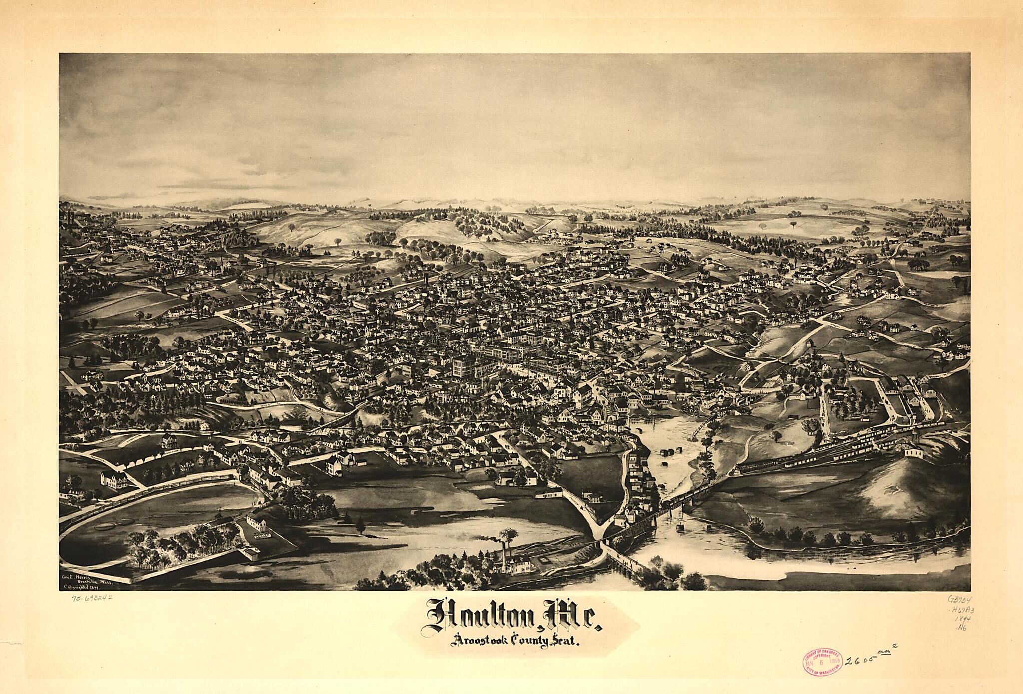 This old map of Houlton, Maine Aroostook County Seat from 1894 was created by George E. Norris in 1894