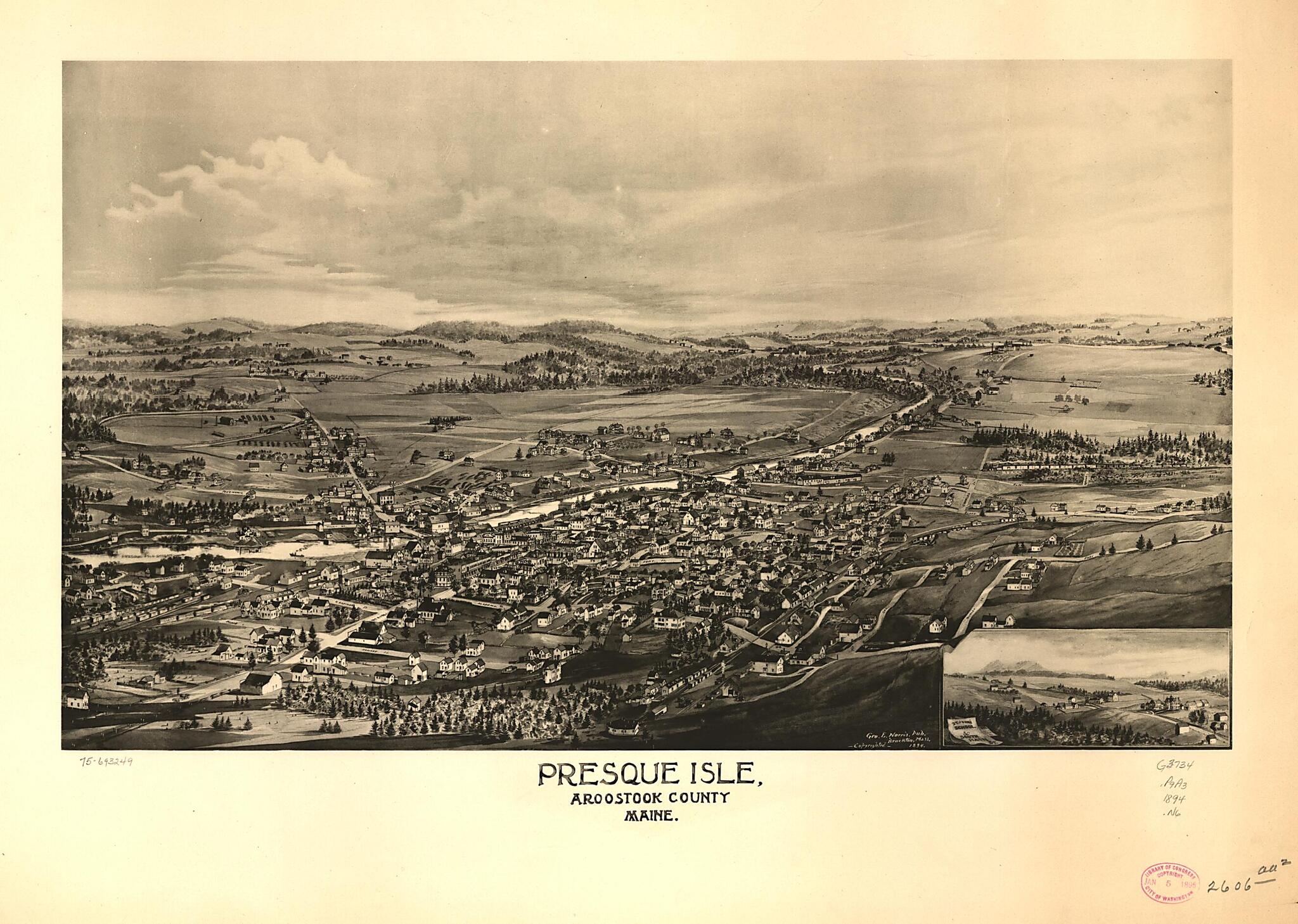 This old map of Presque Isle, Aroostook County, Maine from 1894 was created by George E. Norris in 1894