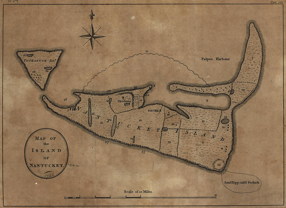 This old map of Map of the Island of Nantucket from 1782 was created by J. Hector St. John De Crèvecoeur in 1782