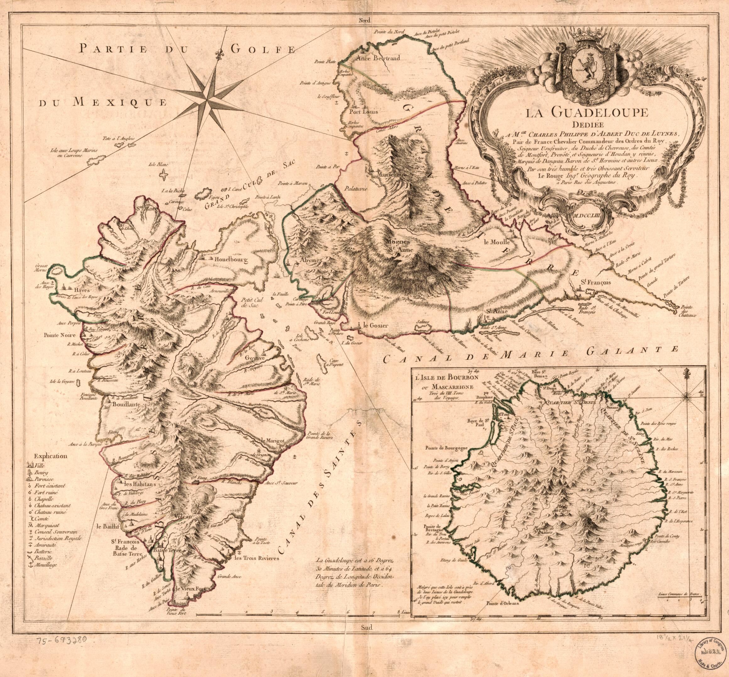 This old map of La Guadeloupe Dediée a Mgr. Charles Philippe D&