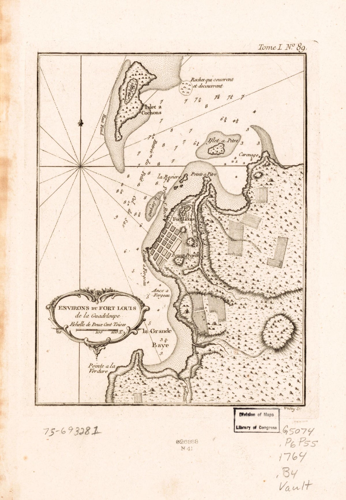 Environs Du Fort Louis De La Guadeloupe 1764 by Relic Map Company