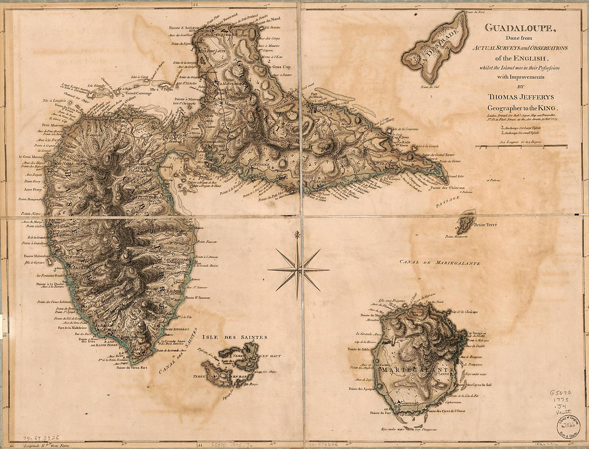 Guadaloupe, Done from Actual Surveys and Observations of the English, Whilst the Island Was In Their Possession 1775 by Relic Map Company