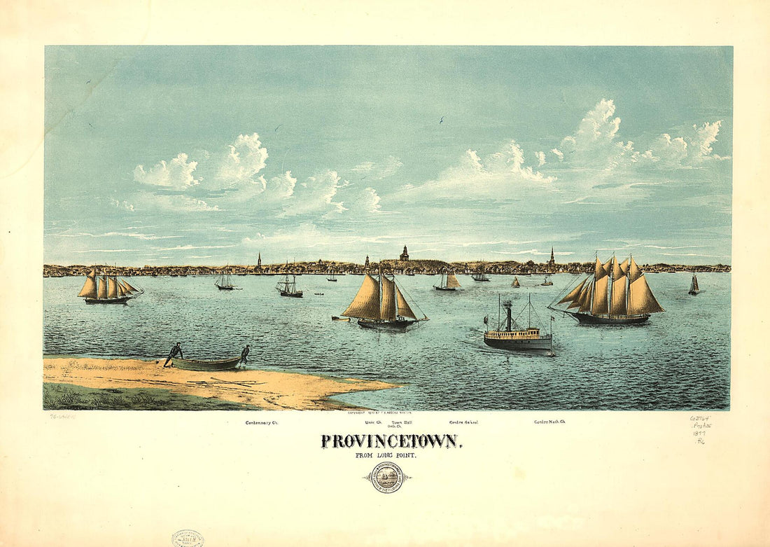 This old map of Provincetown from 1877 was created by F. Kimball Rogers in 1877