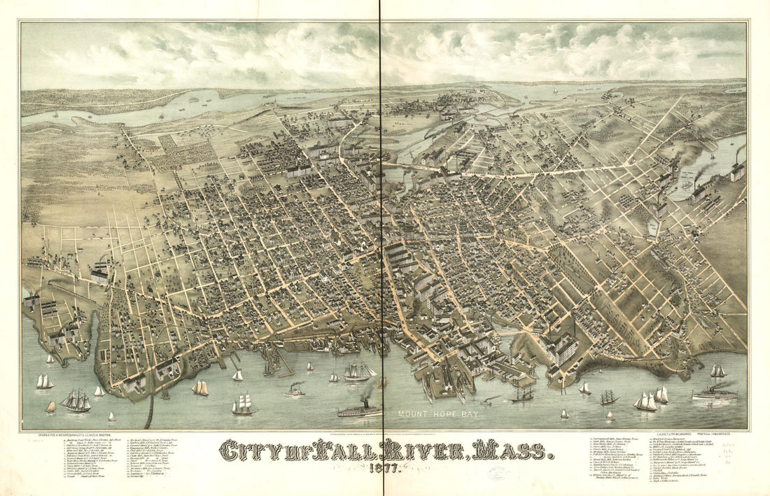 This old map of City of Fall River, Massachusetts from 1877 was created by O. H. (Oakley Hoopes) Bailey,  C.H. Vogt (Firm), J. C. Hazen,  J. Knauber &amp; Co in 1877