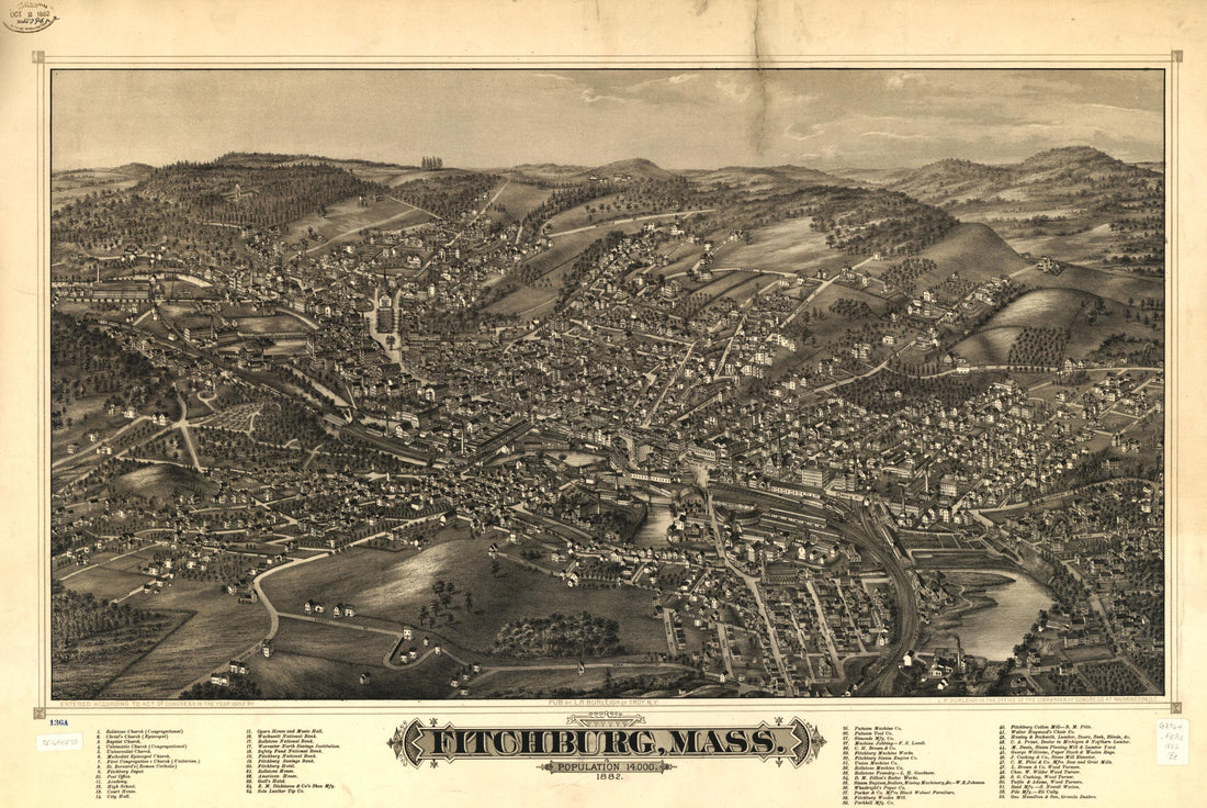 This old map of Fitchburg, Massachusetts from 1882 was created by L. R. (Lucien R.) Burleigh,  C.H. Vogt (Firm) in 1882