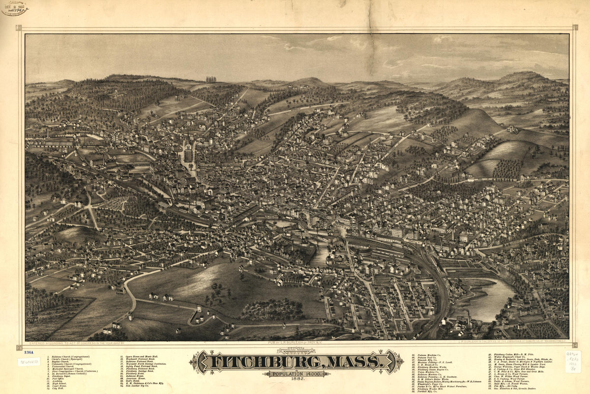 Fitchburg, Massachusetts 1882 by Relic Map Company