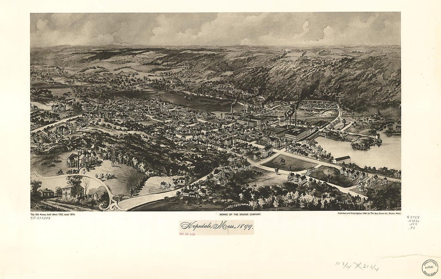 This old map of Hopedale, Massachusetts from 1899 was created by  Bert Poole Co, A. F. Poole in 1899