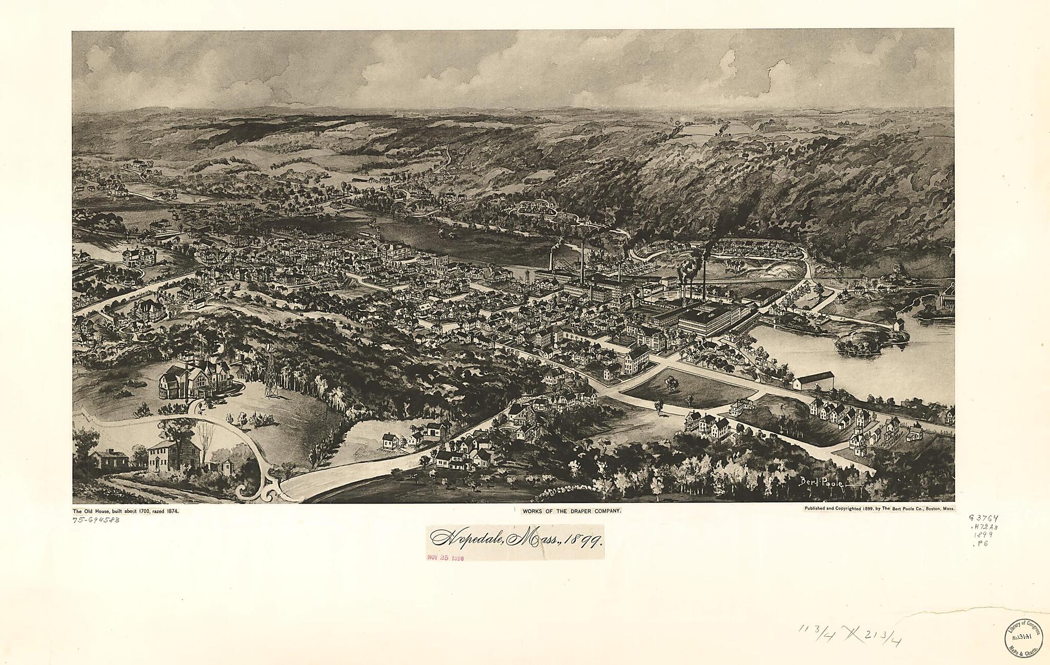 This old map of Hopedale, Massachusetts from 1899 was created by  Bert Poole Co, A. F. Poole in 1899