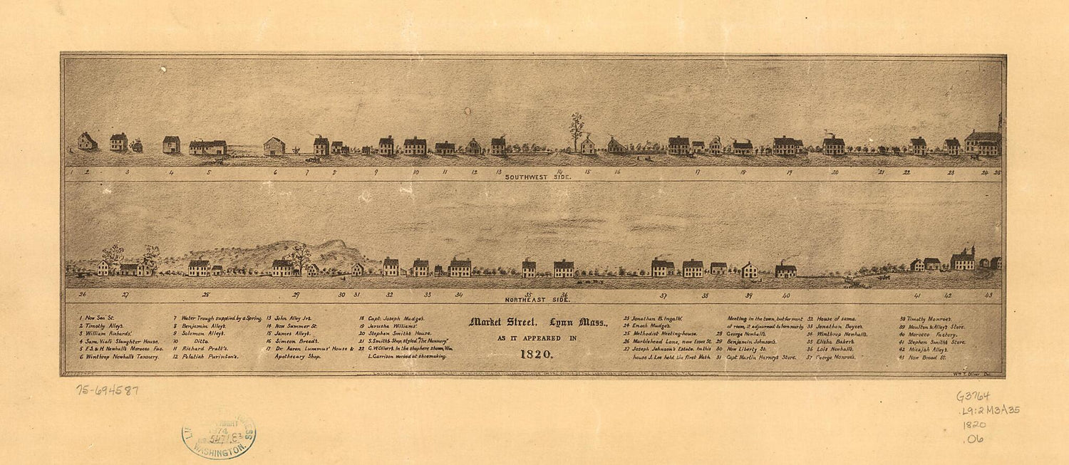 This old map of Market Street, Lynn, Massachusetts, As It Appeared In from 1820 was created by William T. Oliver in 1820