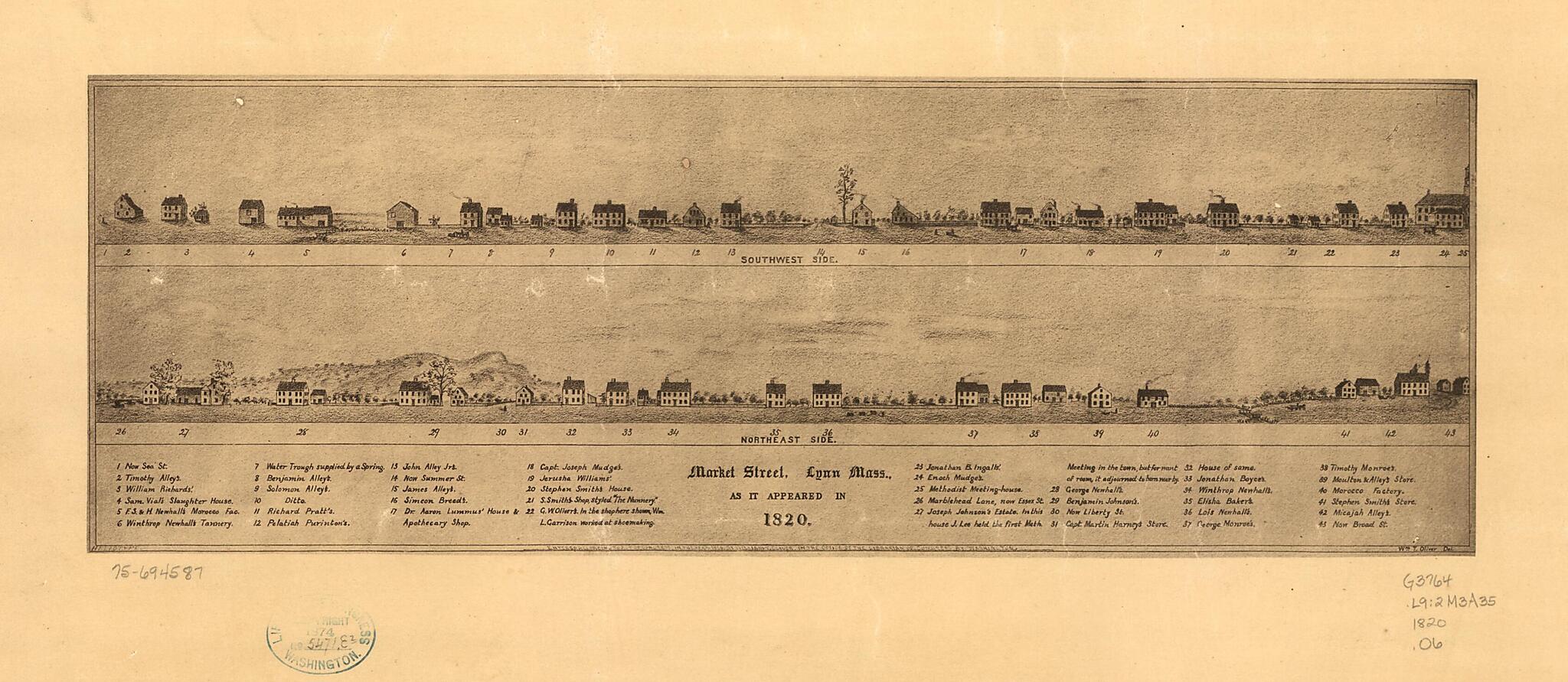 This old map of Market Street, Lynn, Massachusetts, As It Appeared In from 1820 was created by William T. Oliver in 1820