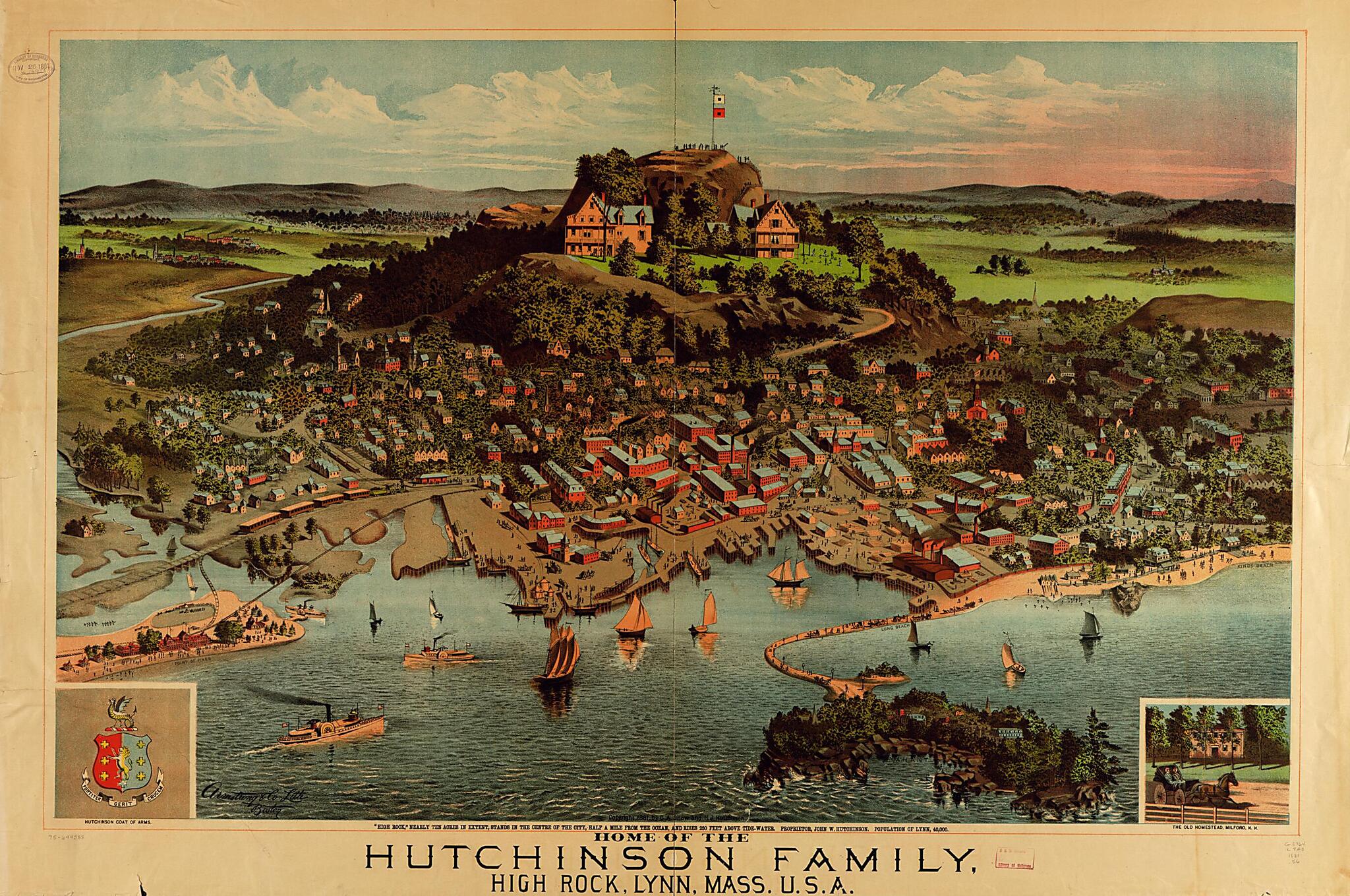 This old map of Home of the Hutchinson Family, High Rock, Lynn, Massachusetts, U.S.A from 1881 was created by Mass Armstrong &amp; Co. (Boston,  Shaw (C.A.) and H.J. Hutchinson in 1881