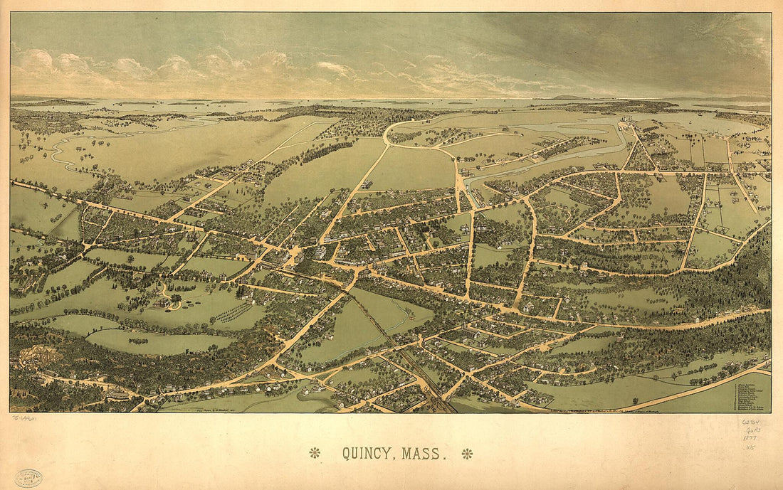 This old map of Quincy, Massachusetts from 1877 was created by Edwin Whitefield in 1877