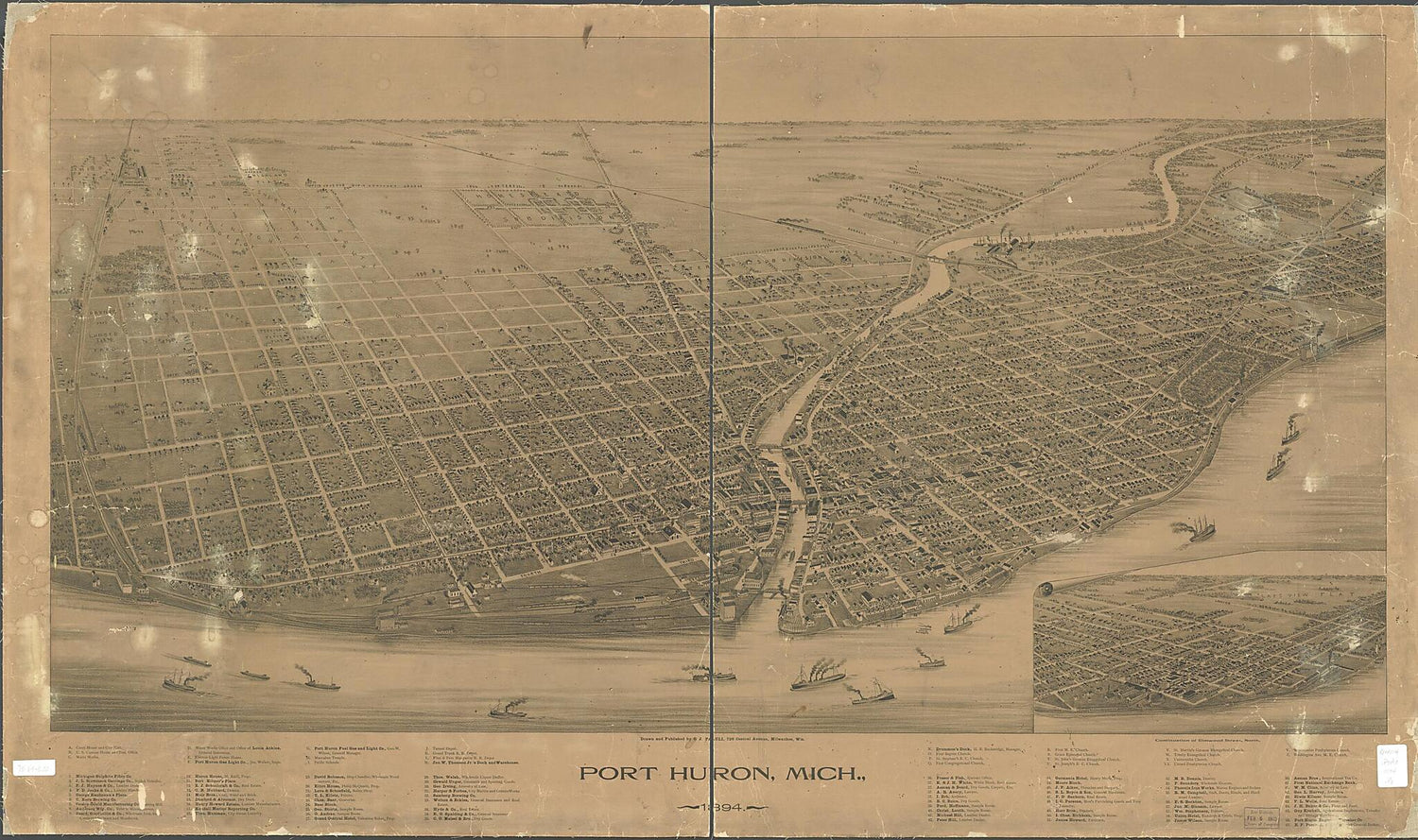 This old map of Port Huron, Michigan from 1894 was created by C. J. Pauli in 1894