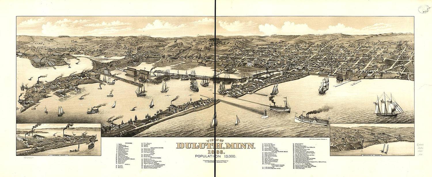 This old map of View of Duluth, Minnesota from 1883 was created by  Beck &amp; Pauli, J. J. Stoner, H. (Henry) Wellge in 1883